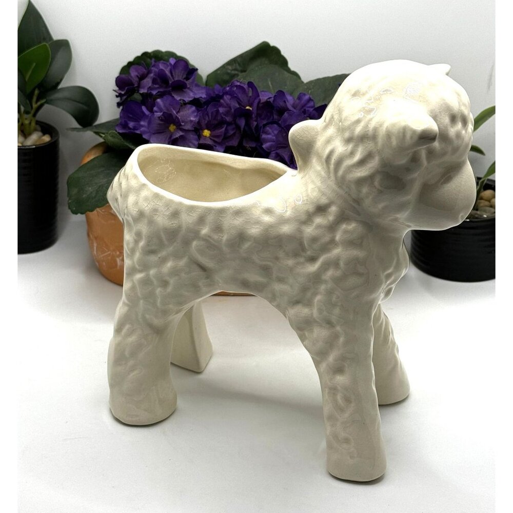 Vintage MCM Ceramic Baby Lamb Planter - Picture 2 of 8